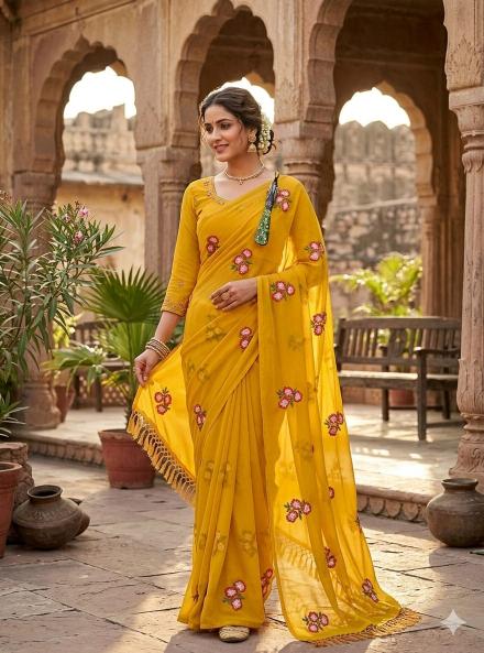 Astitva embroidery work indian saree online shopping wholesale